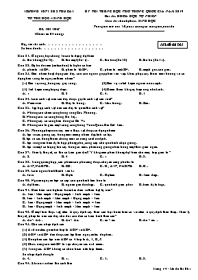 Đề thi thử THPT Quốc gia môn Sinh học năm 2019 - Mã đề 061 - Trường THPT số 2 Phù Cát